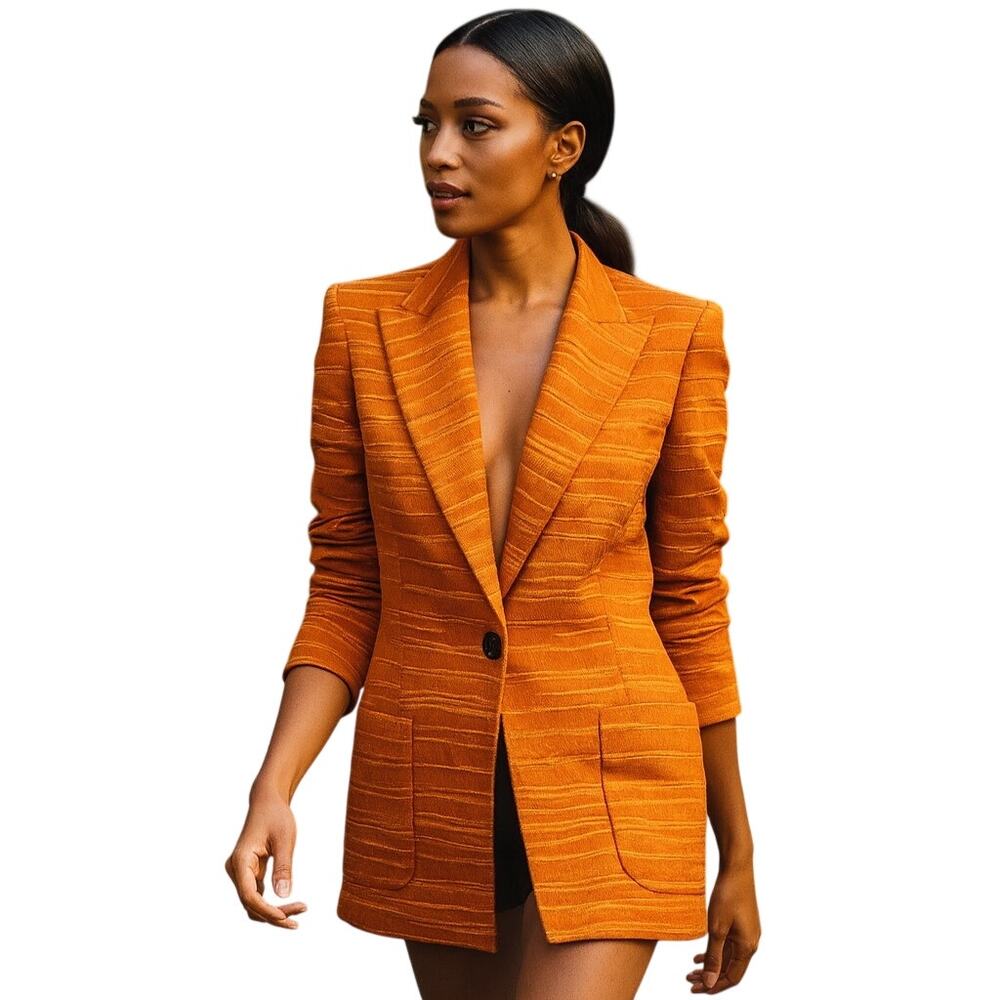 JENNI KAYNE Blazer Jacket Ebroidered stripes copper brown size Small